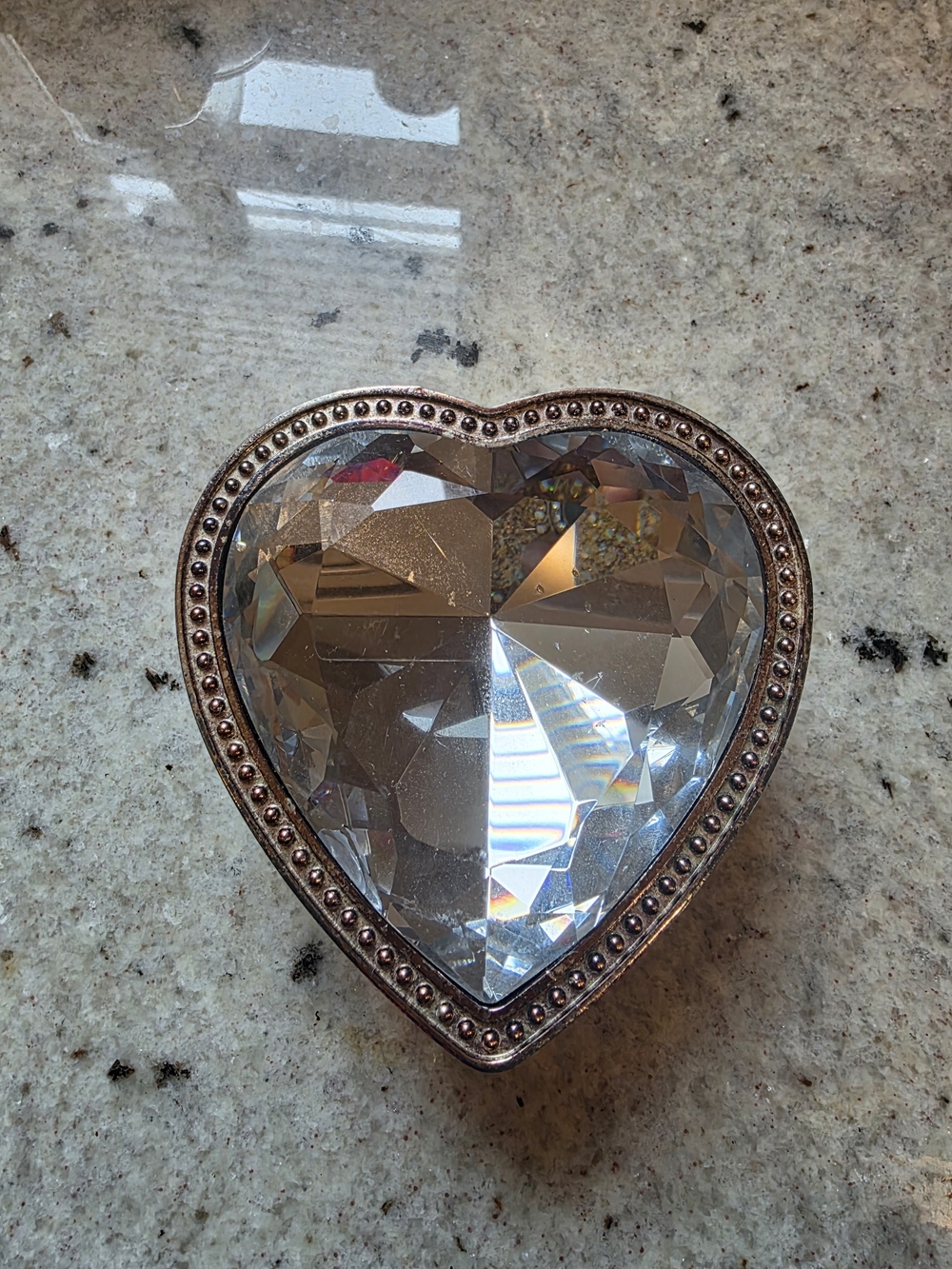 Crystal Heart Decorative Box - Clear Crystal Trim ***please read description